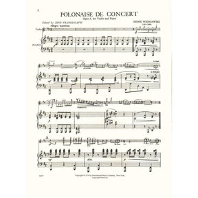 Wieniawski, Henryk - Polonaise Brillante In D Major Op 4 - for Violin and Piano - edited by Francescatti - International Music Company