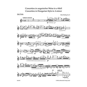 Rieding, Oscar - Concertino in Hungarian Style in A Minor, Op 21 - edited by Kurt Sassmannshaus - Bärenreiter