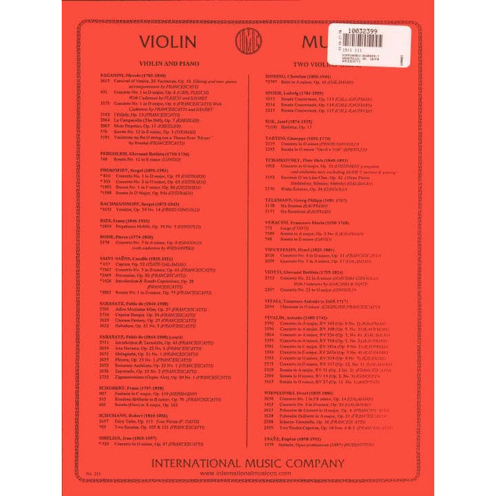 Wieniawski, Henryk - Scherzo-Tarantella, Op 16 - for Violin and Piano - edited by Francescatti - International Music Company