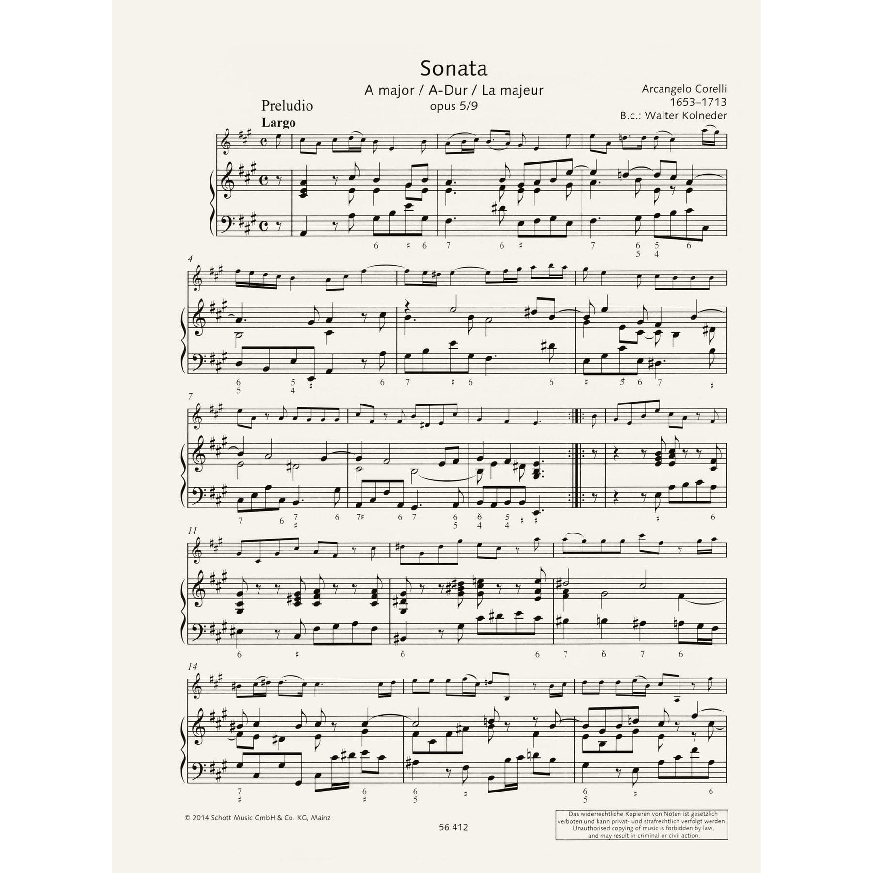 The Finest Baroque Sonatas - for Violin and Basso Continuo - edited by Peter Mohrs - Schott Violin Library