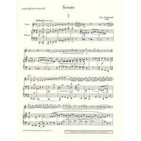 Hindemith, Paul - Sonata in C - Violin and Piano - Schott Edition