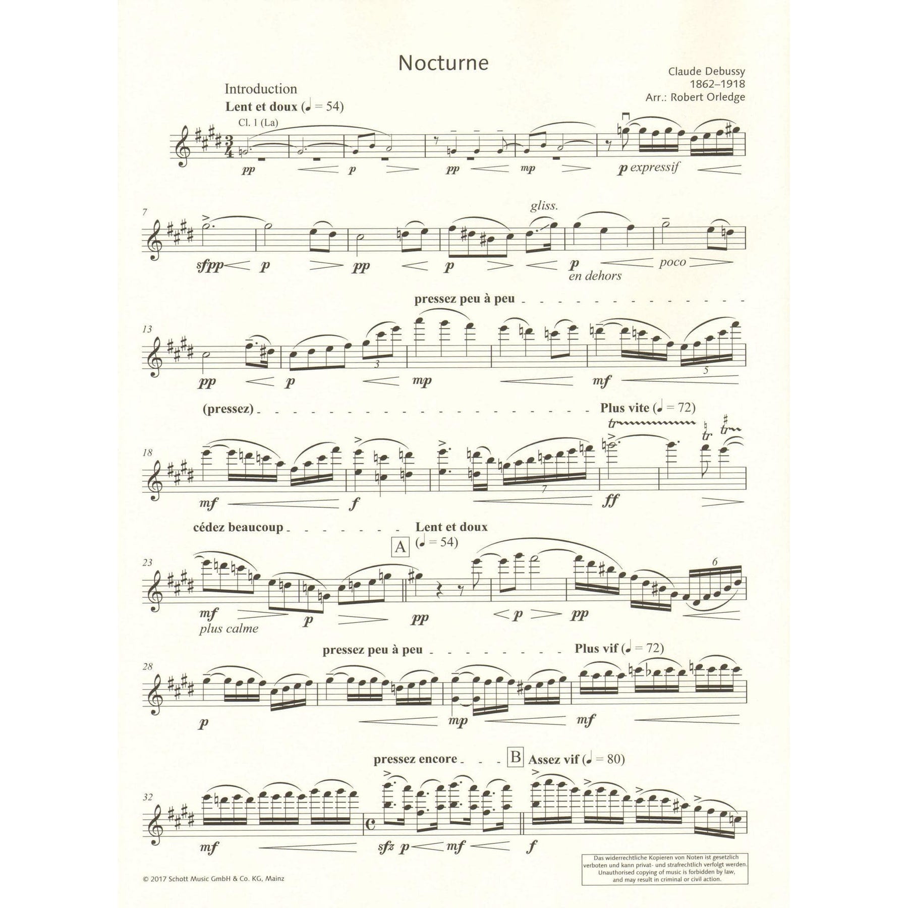 Debussy, Claude - Nocturne for Violin and Piano - Schott Edition
