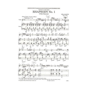 Bartók, Béla - First Rhapsody, Sz 94a ("Folk Dances") - Violin and Piano - Boosey & Hawkes Edition