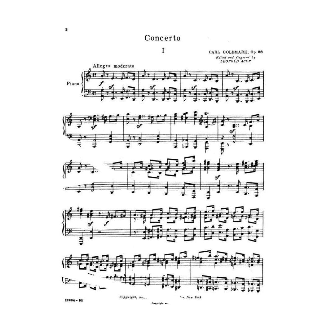 Goldmark, Karl - Concerto, Op 28 - Violin and Piano - edited by Leopold Auer - Carl Fischer Edition