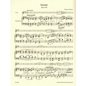 Brahms, Johannes - Sonata in A Major, Op 100 - for Violin and Piano - edited by Clive Brown and Neal Peres Da Costa - Barenreiter URTEXT