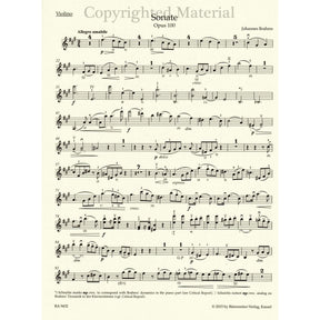 Brahms, Johannes - Sonata in A Major, Op 100 - for Violin and Piano - edited by Clive Brown and Neal Peres Da Costa - Barenreiter URTEXT