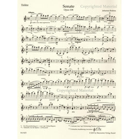 Brahms, Johannes - Sonata in D minor, Op 108 - for Violin and Piano - edited by Clive Brown and Neal Peres Da Costa - Barenreiter URTEXT