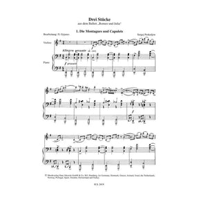 Prokofiev, Sergei - 3 Pieces From Romeo And Juliet - for Violin and Piano - Edition Sikorski