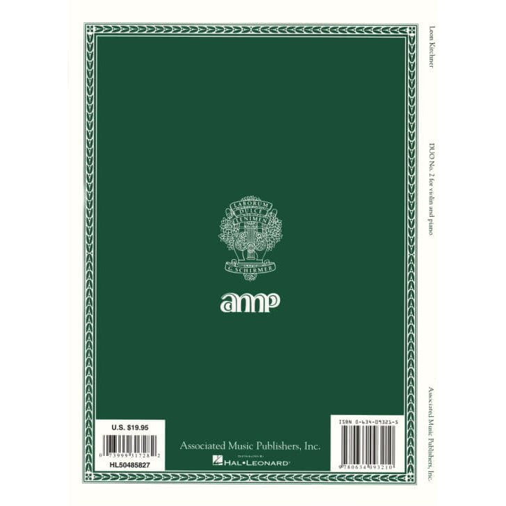 Kirchner, Leon - Duo No 2 for Violin and Piano - Associated Music Publishers
