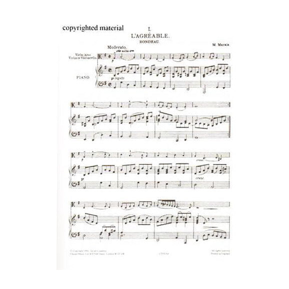Marais, Marin - 5 Old French Dances - Viola or Violin or Cello and Piano - arranged by Aldis, Rowe, and Mukle - Chester Music