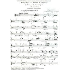 Rachmaninoff, Sergey - Rhapsody on a Theme of Paganini: 18th Variation - Violin and Piano - edited by Levon Chilingirian - Boosey and Hawkes