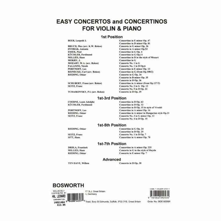 Millies, Hans - Concertino in D Major for Violin and Piano in the Style of Mozart - Bosworth