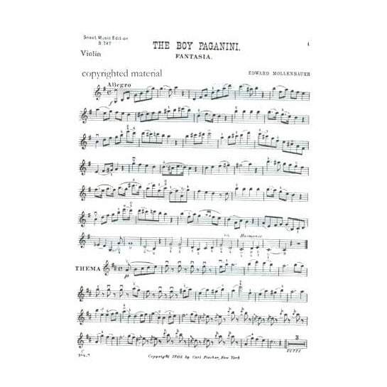 Mollenhauer, Edward - The Boy Paganini - Violin and Piano - Carl Fischer