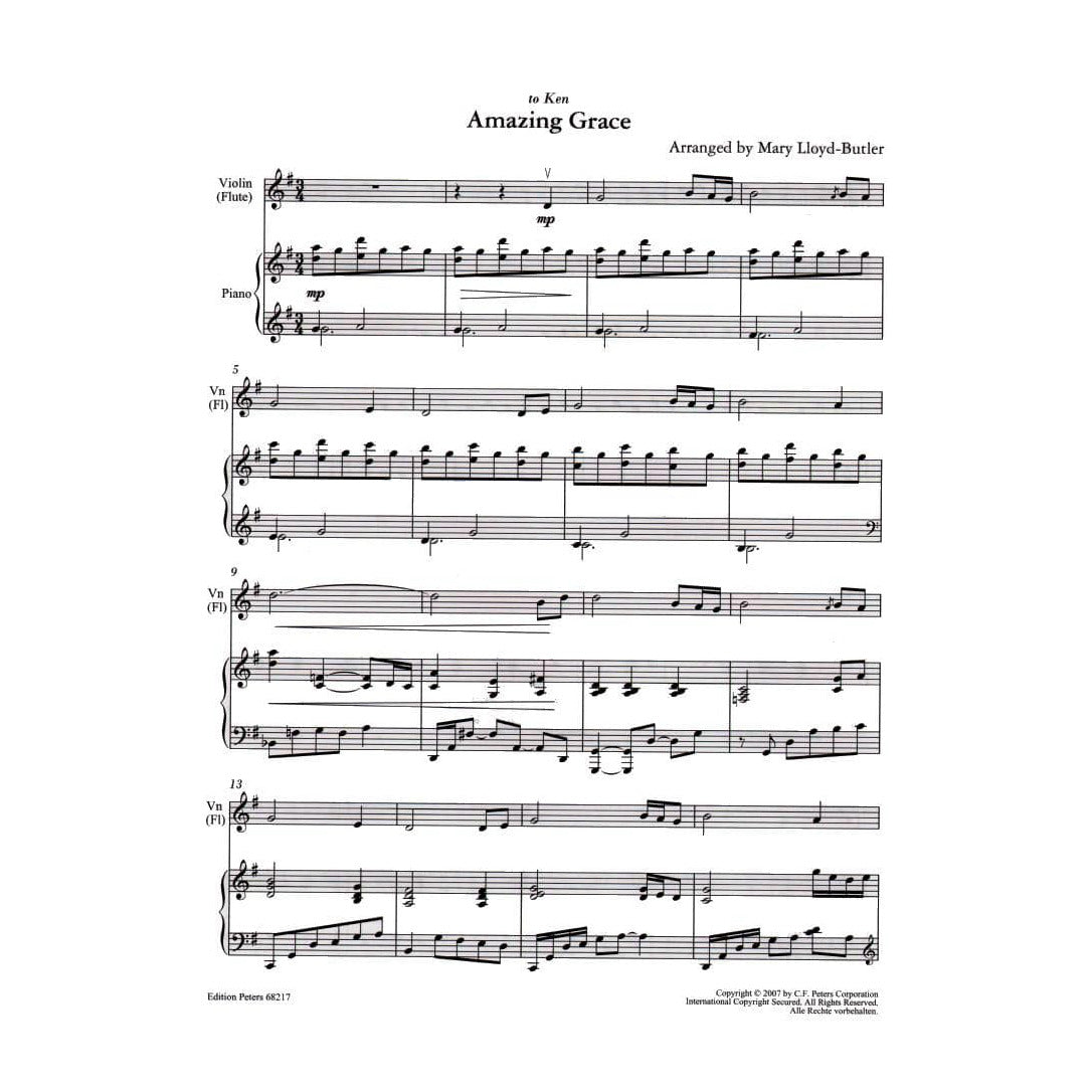 Amazing Grace - Violin or Flute and Piano - arranged by Mary Lloyd-Butler - Peters