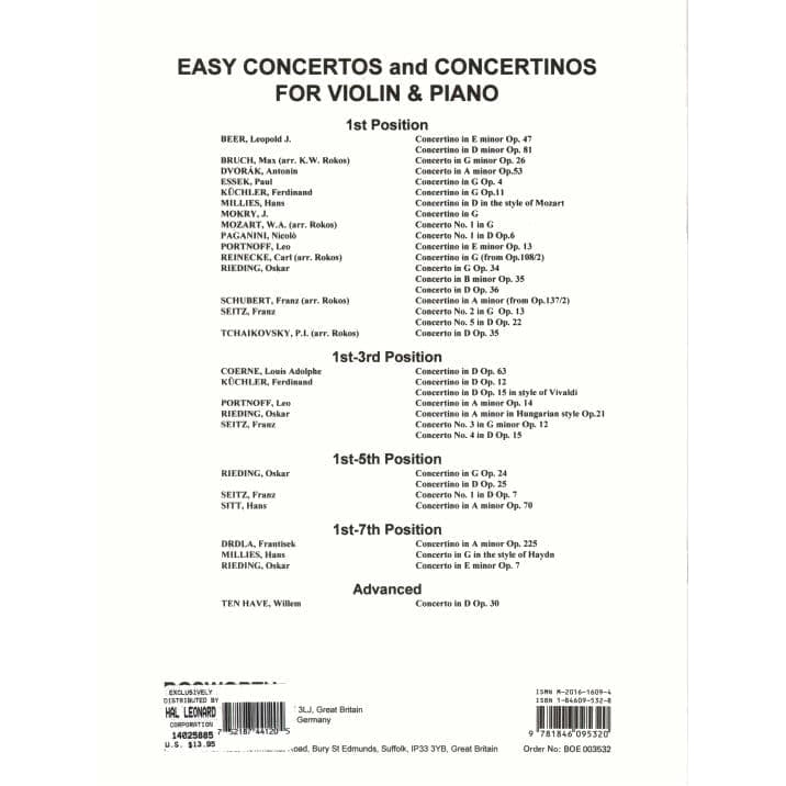 Portnoff, Leo - Concertino in E Minor for Violin and Piano, Op 13 - Bosworth