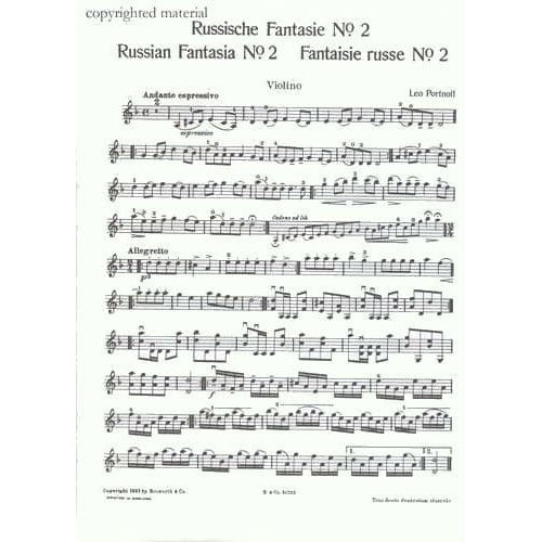 Portnoff, Leo - Russian Fantasia No 2 in D Minor - Violin and Piano - Bosworth
