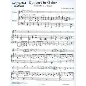 Rieding, Oskar - Violin Concerto in G Major, Op 34 - Violin and Piano - Bosworth