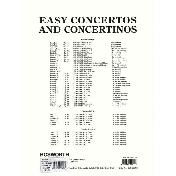 Rieding, Oskar - Violin Concerto in D Major, Op 36 - Violin and Piano - Bosworth