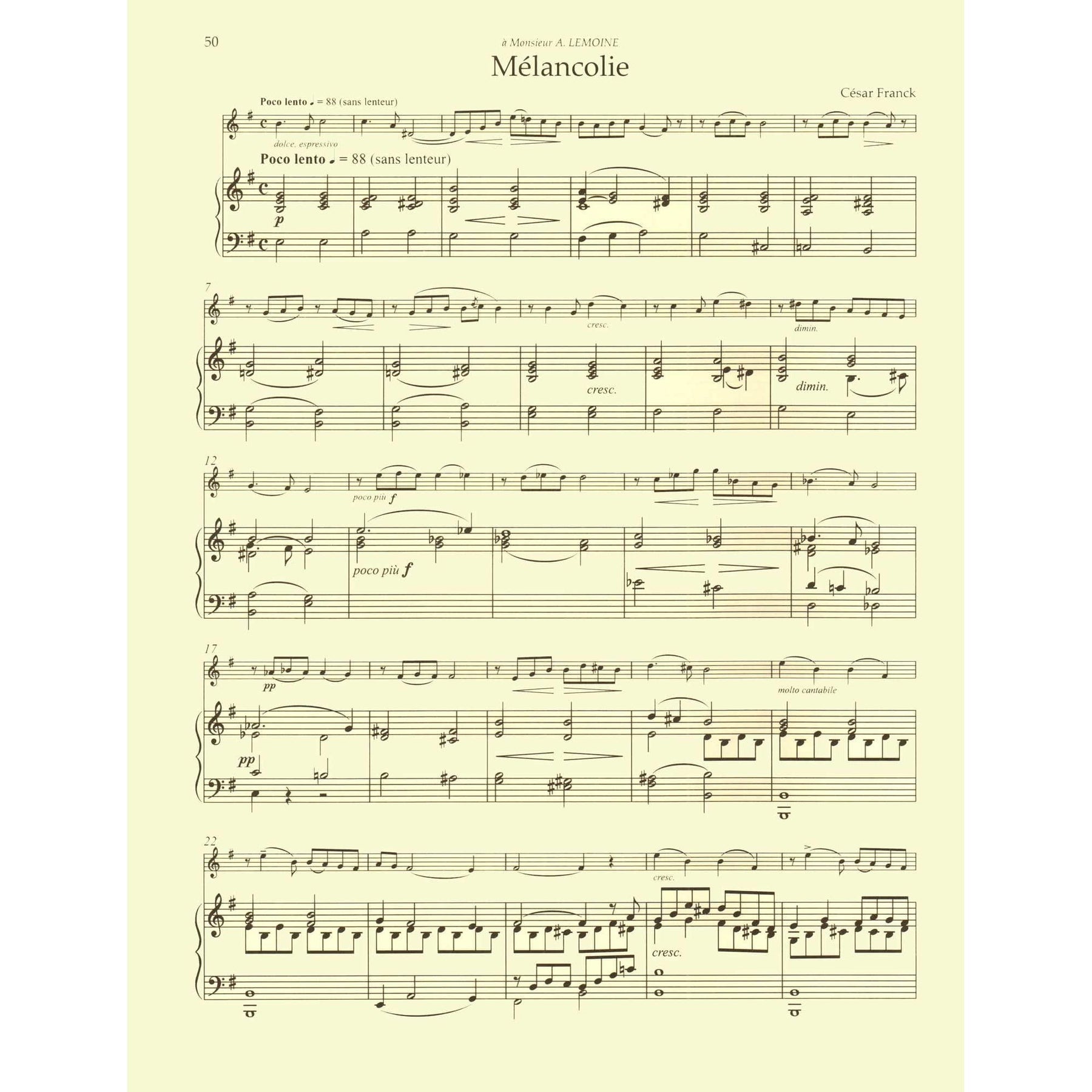 Franck, Cesar - Sonata, Andantino Quietoso, and Melancolie - for Violin and Piano - edited by Woodfull-Harris - Barenreiter URTEXT