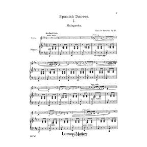 Sarasate, Pablo - Spanish Dances, Volume 1, Op 21 For Violin and Piano Published by Masters Music Publishing Co