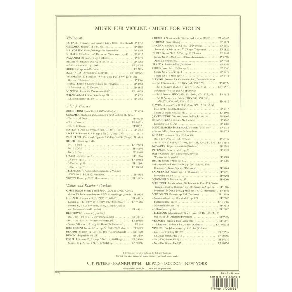 Spohr, Louis - Concerto No 2 In D Minor, Op 2 For Violin and Piano Peters Edition