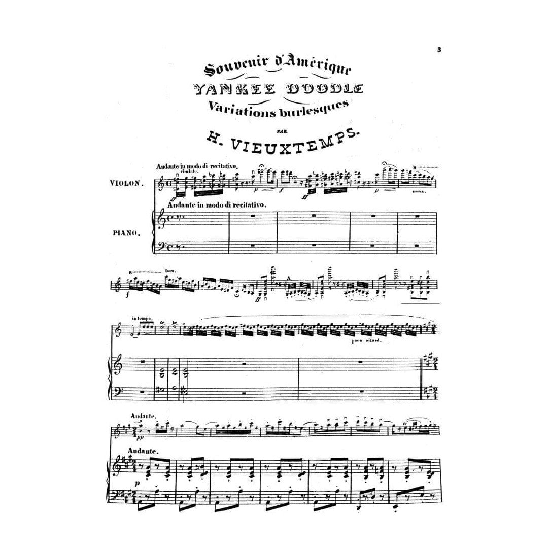 Vieuxtemps, Henri - Souvenir d'Amérique: "Yankee Doodle" Variations Burlesques - Violin and Piano - edited by Mary Canberg - Galaxy Music Corporation
