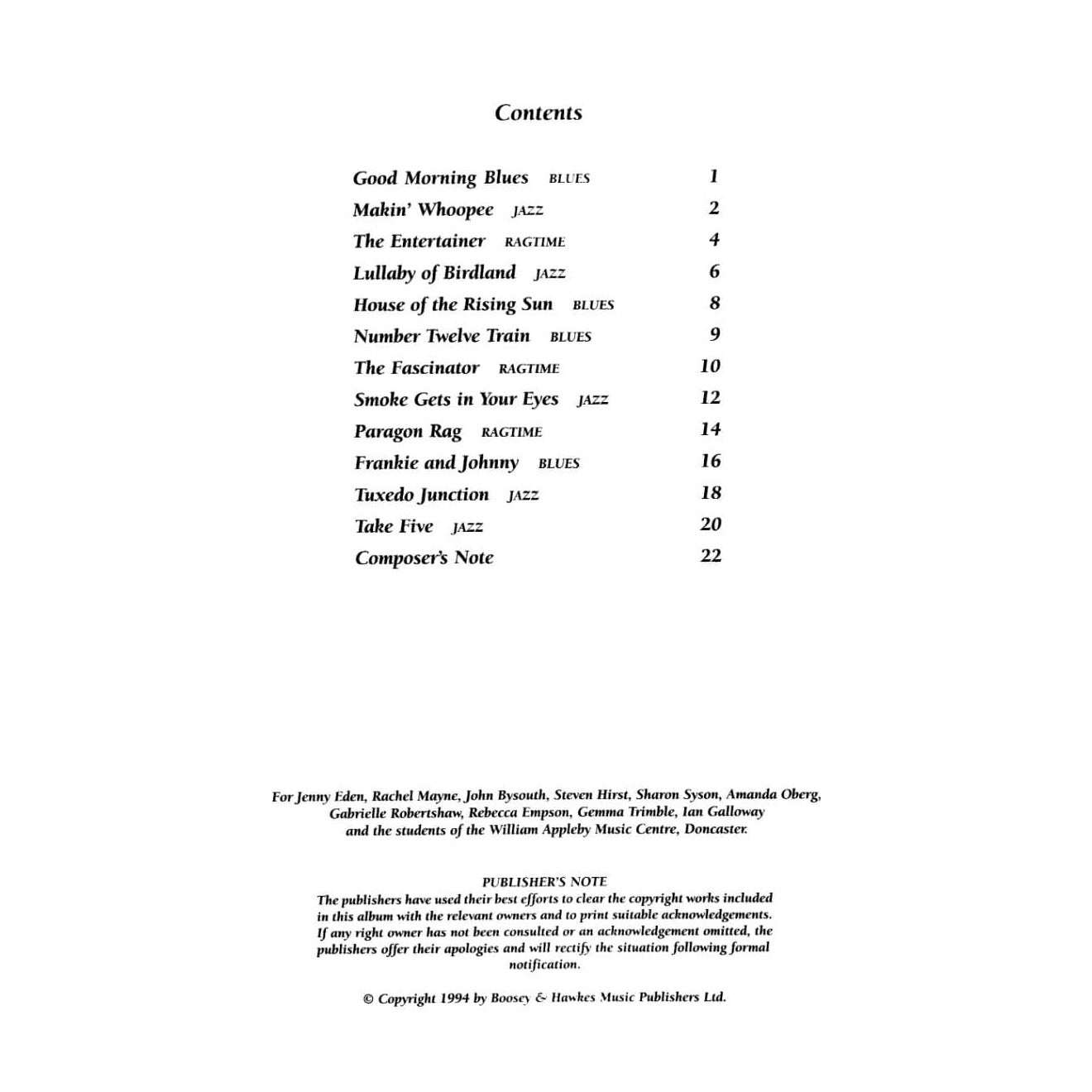 Jones, Edward Huws - Jazz, Blues, and Ragtime - Violin part ONLY - Boosey & Hawkes Edition