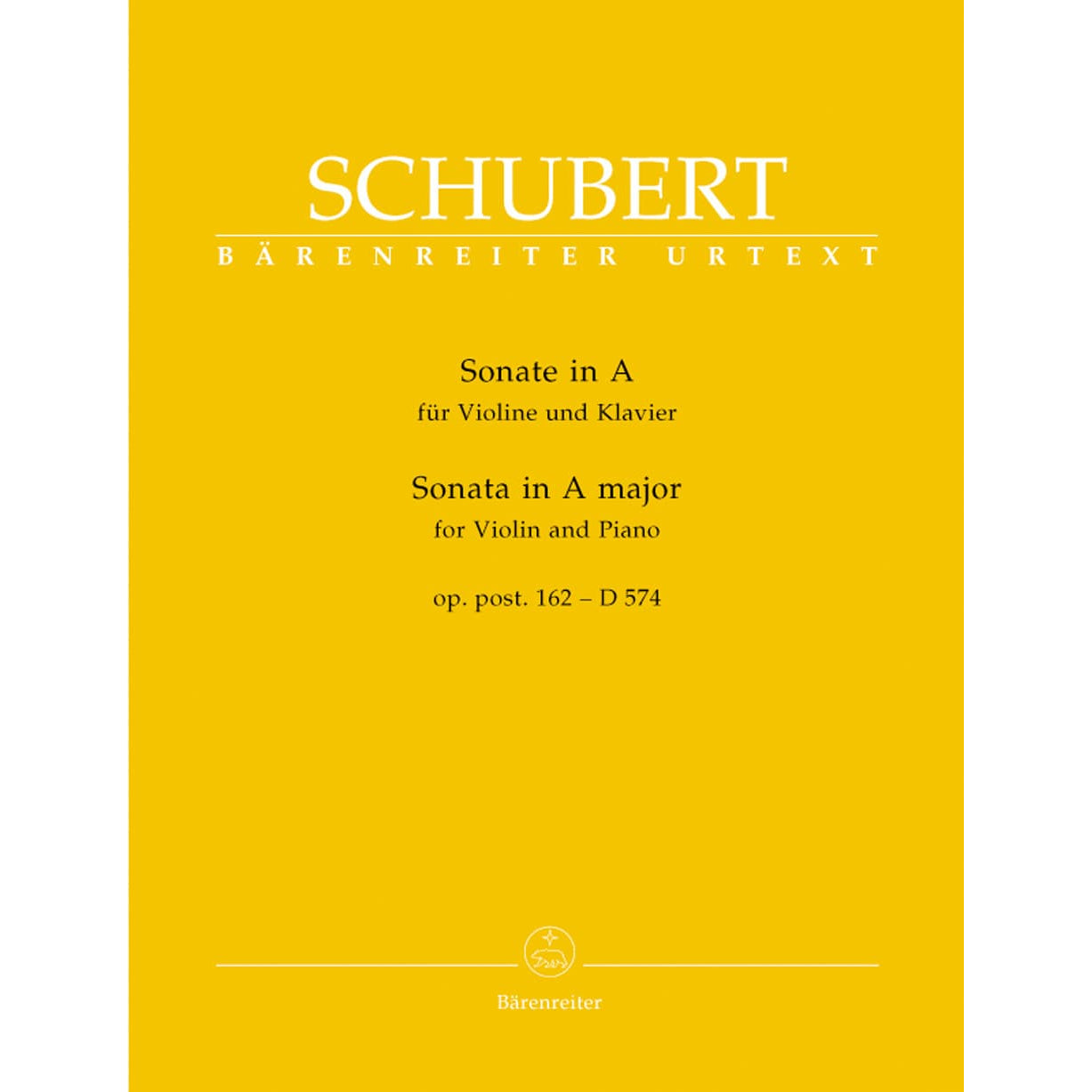 Schubert, Franz - Sonata in A Major (Duo), Op 162, D 574 For Violin and Piano URTEXT Published by Barenretier