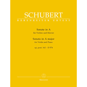 Schubert, Franz - Sonata in A Major (Duo), Op 162, D 574 For Violin and Piano URTEXT Published by Barenretier