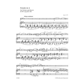 Schubert, Franz - Sonata in A Major (Duo), Op 162, D 574 For Violin and Piano URTEXT Published by Barenretier
