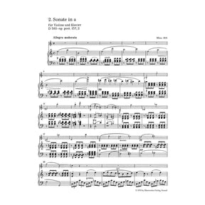 Schubert, Franz - Three Sonatinas, Op 137 For Violin and Piano URTEXT Published by Barenreiter