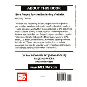 Solo Pieces for the Beginning Violinist - for Violin and Piano - arranged by Craig Duncan - Mel Bay Publications