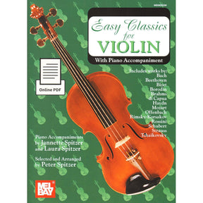 Easy Classics for Violin - One or Two Violins and Piano - arranged by Spitzer - Book/Online PDF - Mel Bay Publications