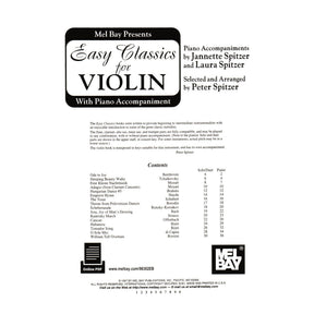 Easy Classics for Violin - One or Two Violins and Piano - arranged by Spitzer - Book/Online PDF - Mel Bay Publications