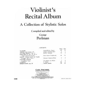 Violinist's Recital Album: A Collection of Stylistic Solos - Violin and Piano - edited by George Perlman - Carl Fischer