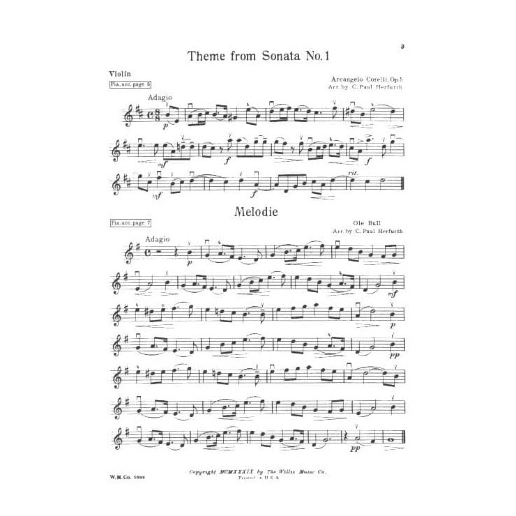 Herfurth, C Paul - Violin and Piano: A collection of 43 famous compositions arranged for violin and piano - arranged by C Paul Herfurth - Willis Music