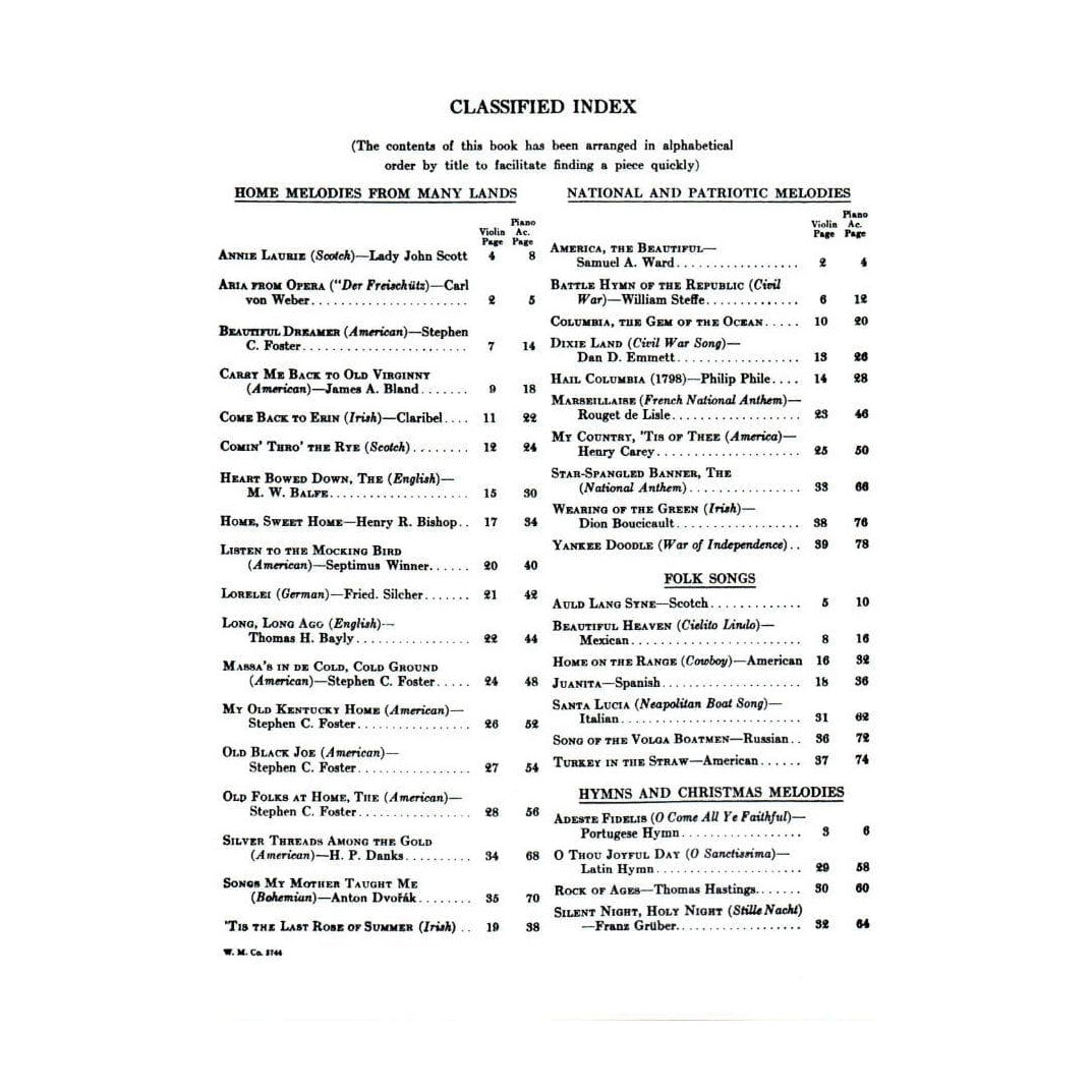 Violin Music the Whole World Loves - Violin and Piano - arranged and edited by C Paul Herfurth and Edward Strietel - Willis Music Co