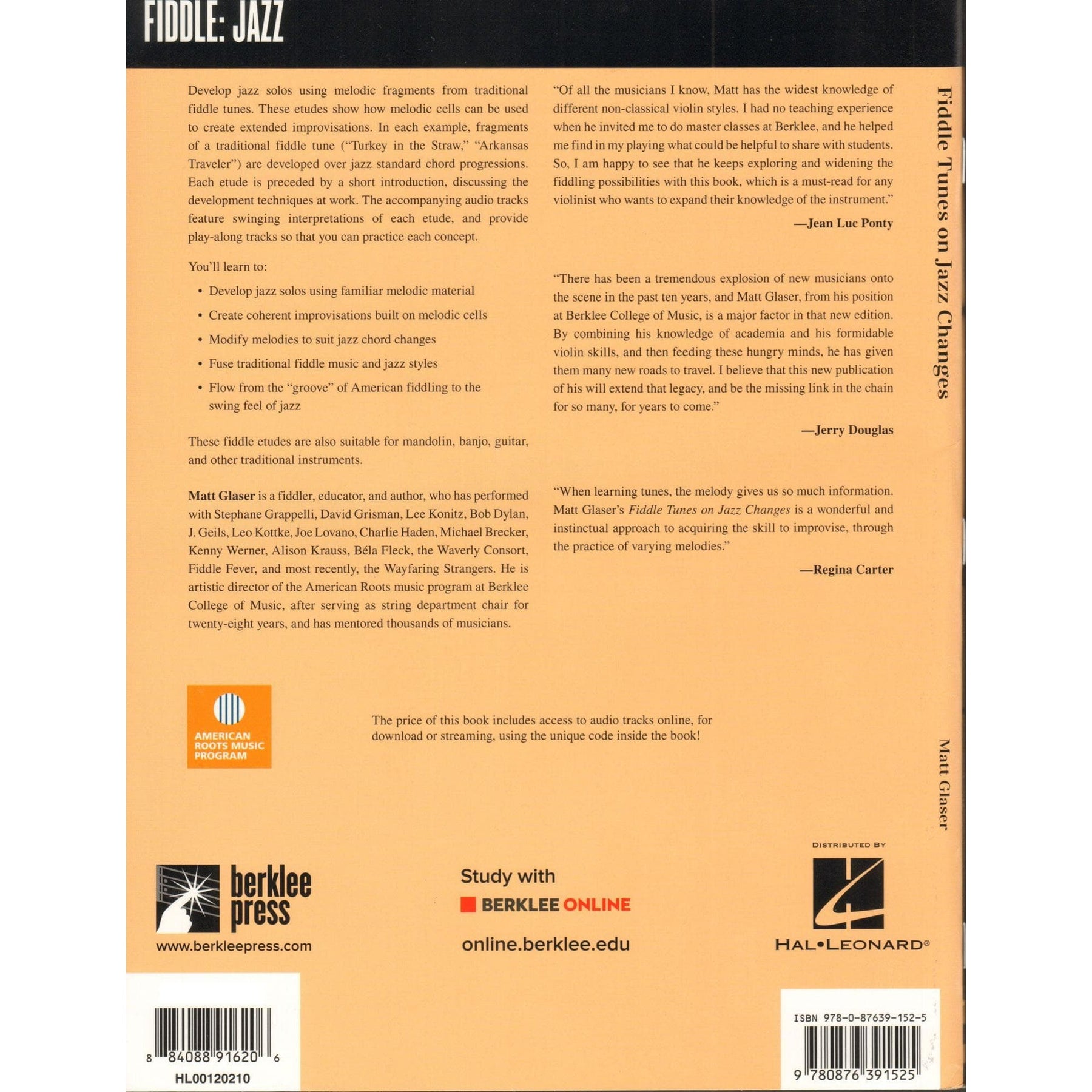 Fiddle Tunes on Jazz Changes - by Matt Glaser - for Violin with Audio Accompaniment Access - Berklee Press