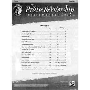 Top Praise & Worship Instrumental Solos - Violin and Piano - Book/CD set - Alfred Music Publishing