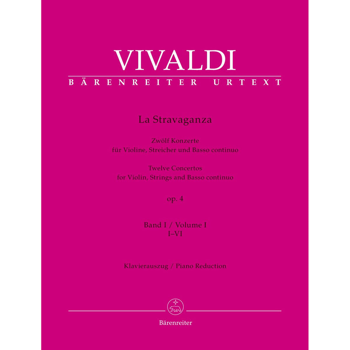 Vivaldi, Antonio - La Stravaganza Vol 1, 1-6 - Op 4 - for Violin and Piano - Barenreiter URTEXT
