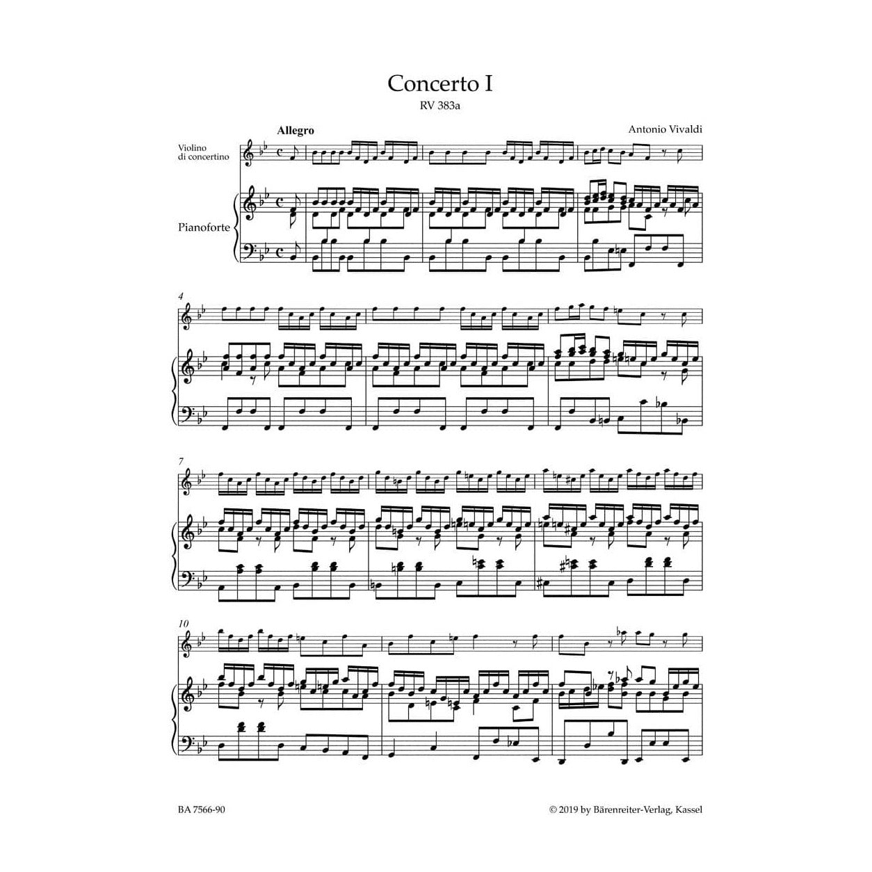 Vivaldi, Antonio - La Stravaganza Vol 1, 1-6 - Op 4 - for Violin and Piano - Barenreiter URTEXT