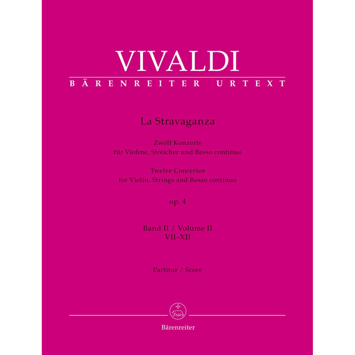 Vivaldi, Antonio - La Stravaganza Vol 2, 7-12 - Op 4 - for Violin and Piano - Barenreiter URTEXT