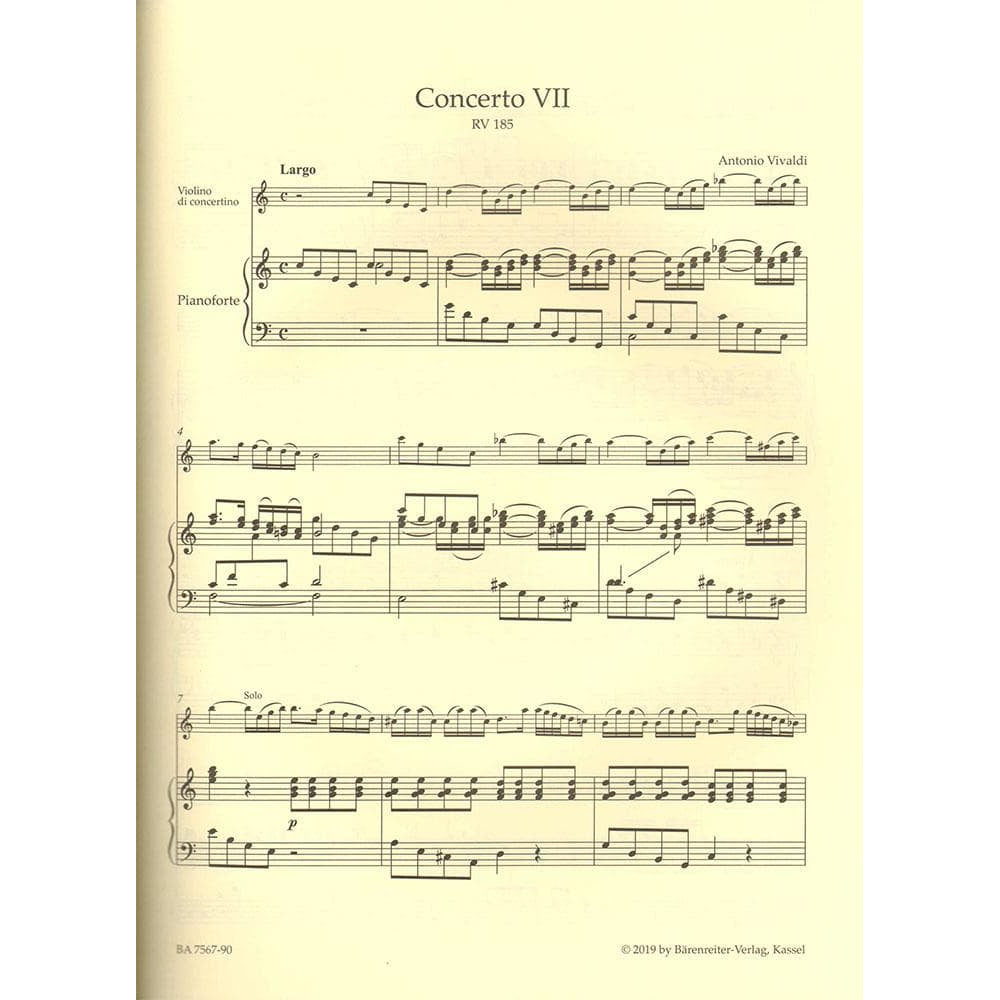 Vivaldi, Antonio - La Stravaganza Vol 2, 7-12 - Op 4 - for Violin and Piano - Barenreiter URTEXT
