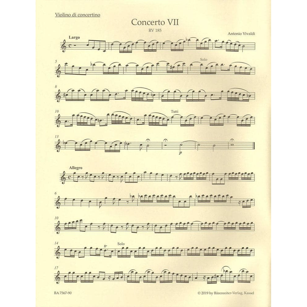 Vivaldi, Antonio - La Stravaganza Vol 2, 7-12 - Op 4 - for Violin and Piano - Barenreiter URTEXT