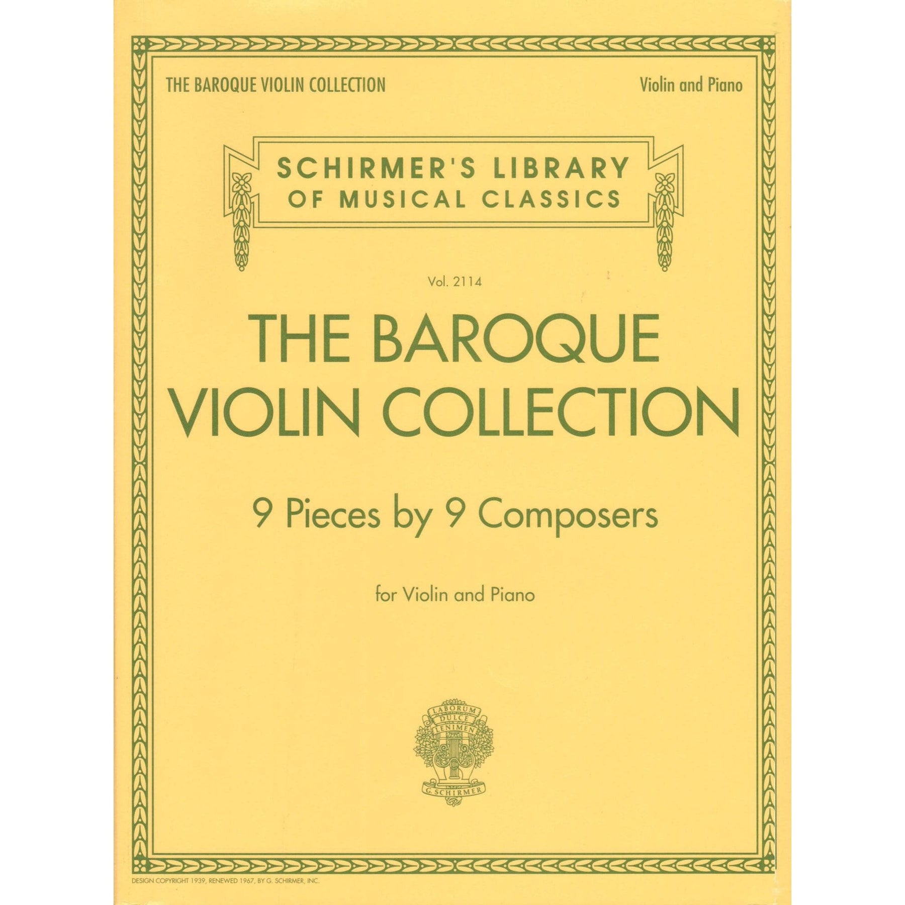 The Baroque Violin Collection - 9 Pieces by 9 Composers - for Violin and Piano - G. Schirmer
