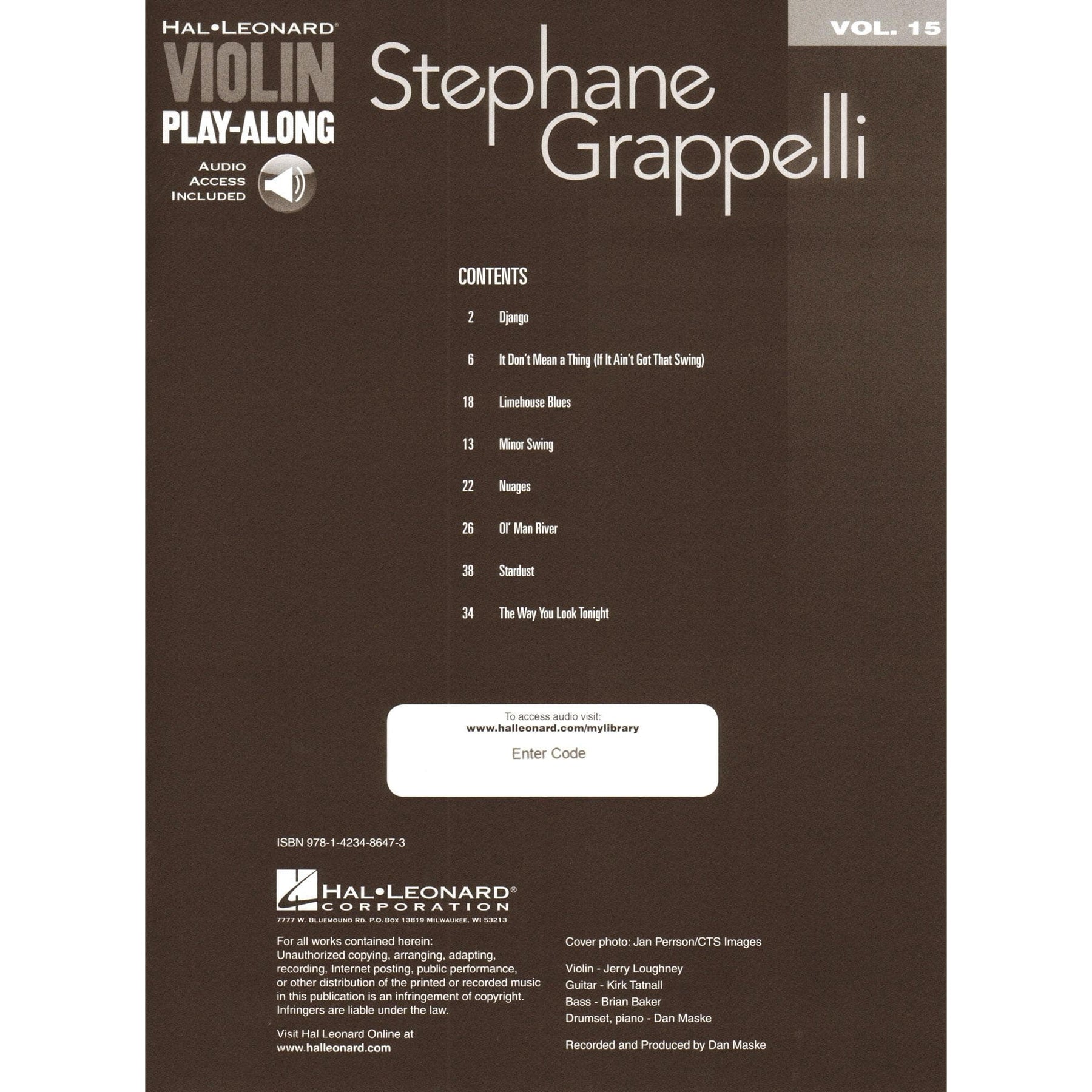 Stephane Grappelli - Violin Play-Along Volume 15: 8 Jazz Transcriptions - for Violin with Audio Accompaniment - Hal Leonard