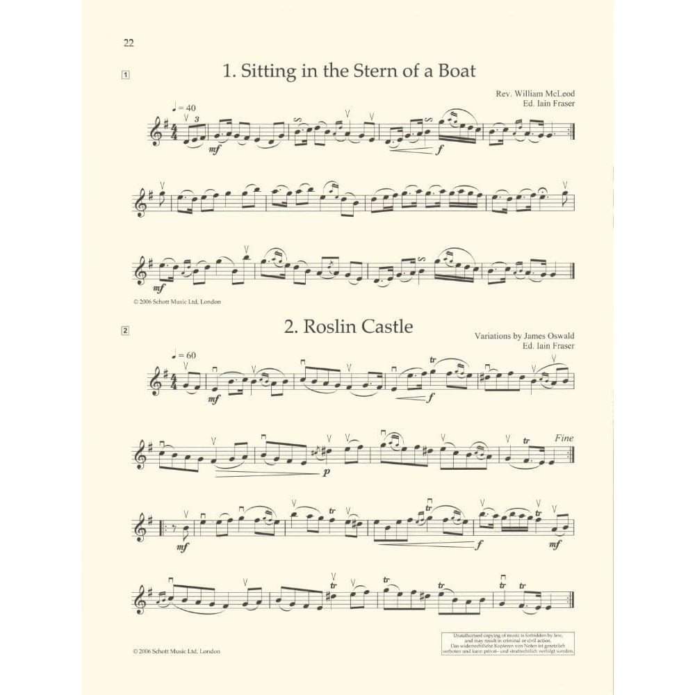 Fraser, Iain - Scottish Fiddle Tunes: 60 Traditional for Violin Published by Schott
