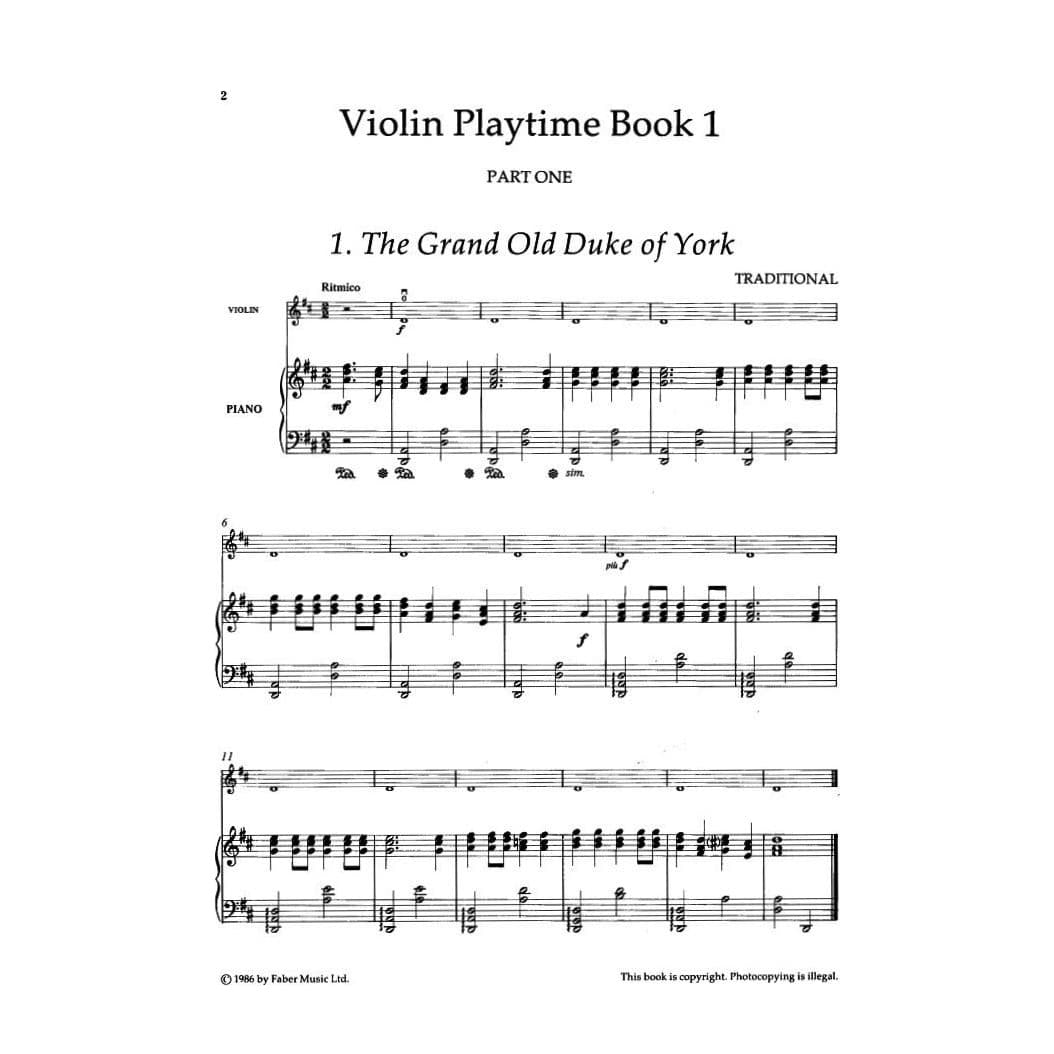 DeKeyser, Paul - Violin Playtime Book 1 - Violin and Piano - Faber Music Edition