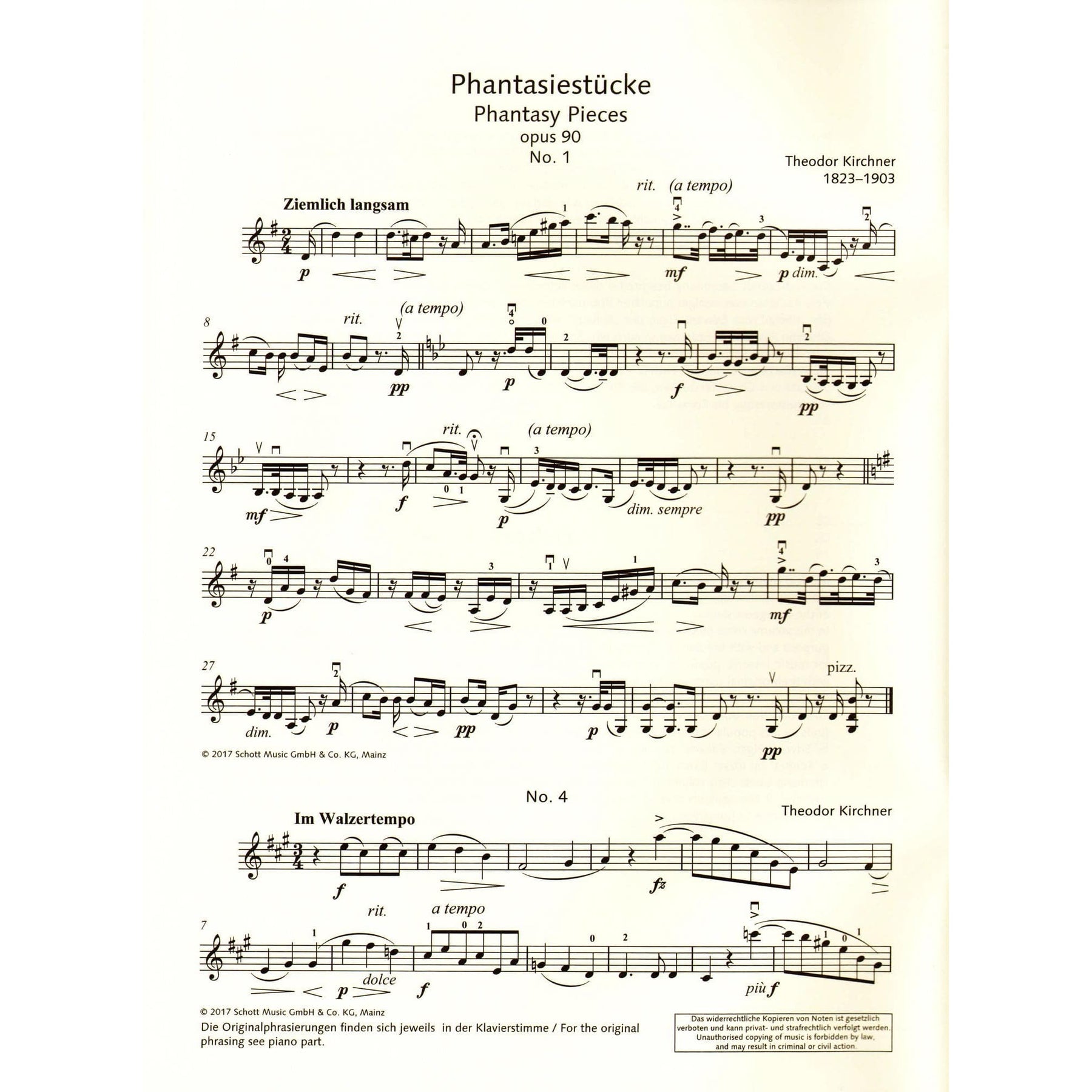 25 Romantic Miniatures - for Violin and Piano - edited by Wolfgang Birtel - Schott