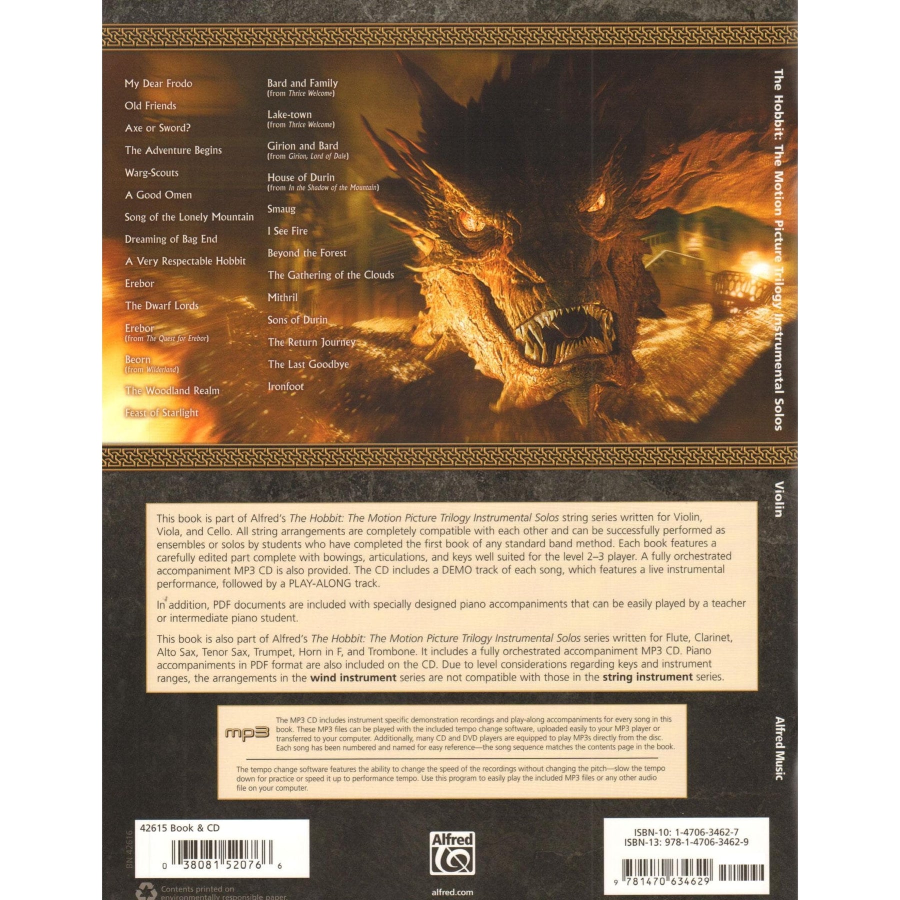 Howard Shore - The Hobbit: Instrumental Solos - for Violin with CD or Piano - Alfred